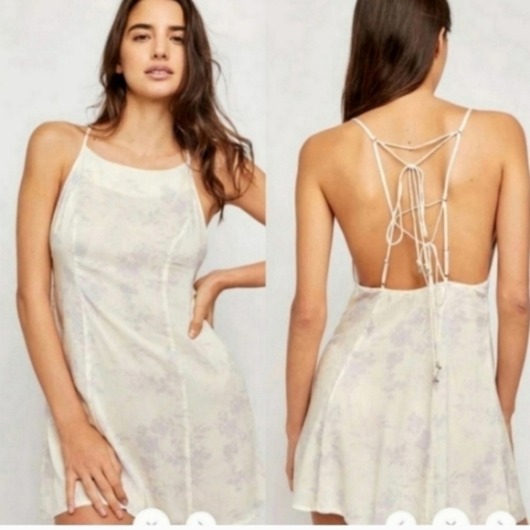 Free People Intimately In Control Ivory Mini Dress Size small NWT Floral Danity - Picture 2 of 6